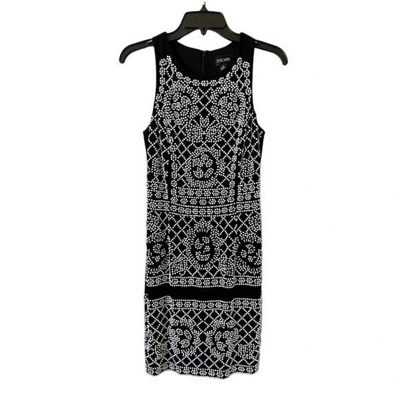 Xscape Women's Sleeveless Black Beaded Dress Size 6 Knee Length, Semi Formal - Picture 1 of 10